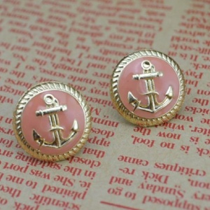 Anchor Earrings - Pink - Trinket Square