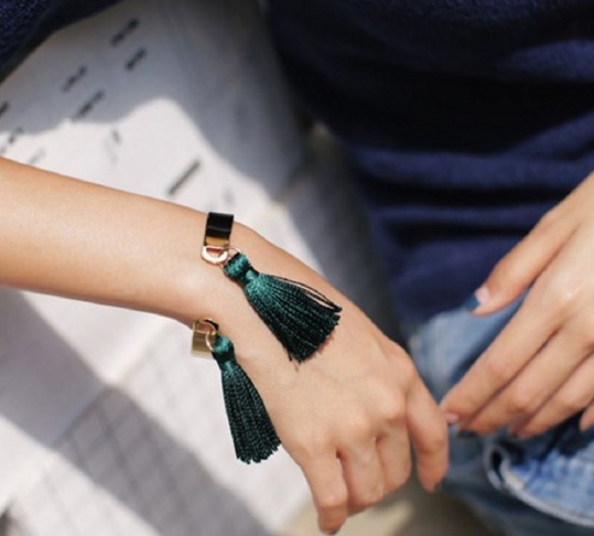 Green Tassel Cuff - Trinket Square